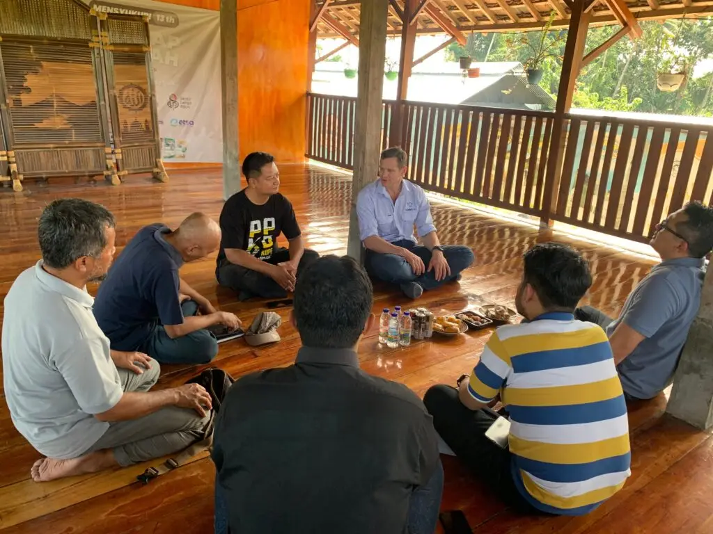 Ausidore Managing Director, Jim Teasdale, talking with dairy goat farmers near Yogyakarta, Indonesia